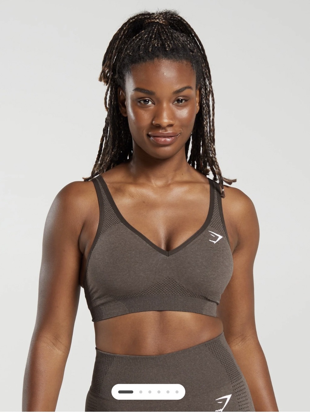 Gymshark Seamless V-Neck Sports Bra in Chocolate Brown